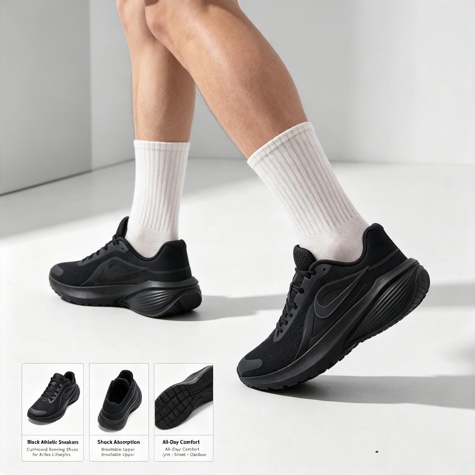 나이키 블랙 남성용 러닝화 통기성 쿠션 스니커즈 미끄럼 - Men'S Shoes Nike Black 리뷰 및 가격