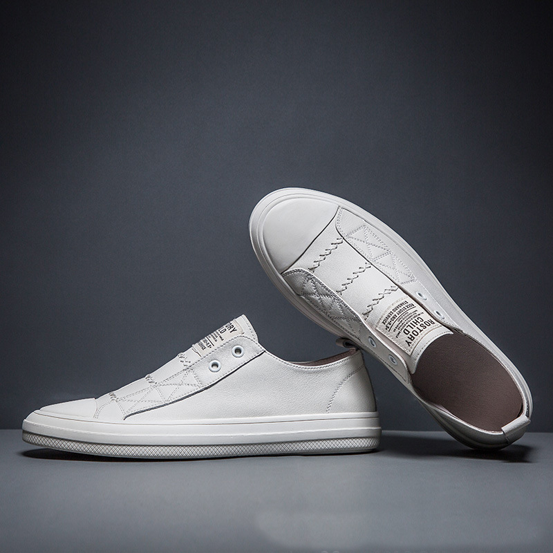 100% 진짜 가죽 블랙 화이트 신발 남성용 캐주얼 신 - Men Shoes Under 100 리뷰 및 가격
