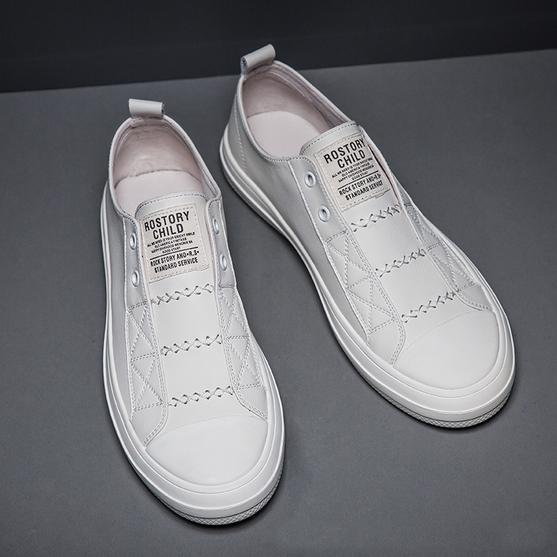 100% 진짜 가죽 블랙 화이트 신발 남성용 캐주얼 신 - Men Shoes Under 100 리뷰 및 가격