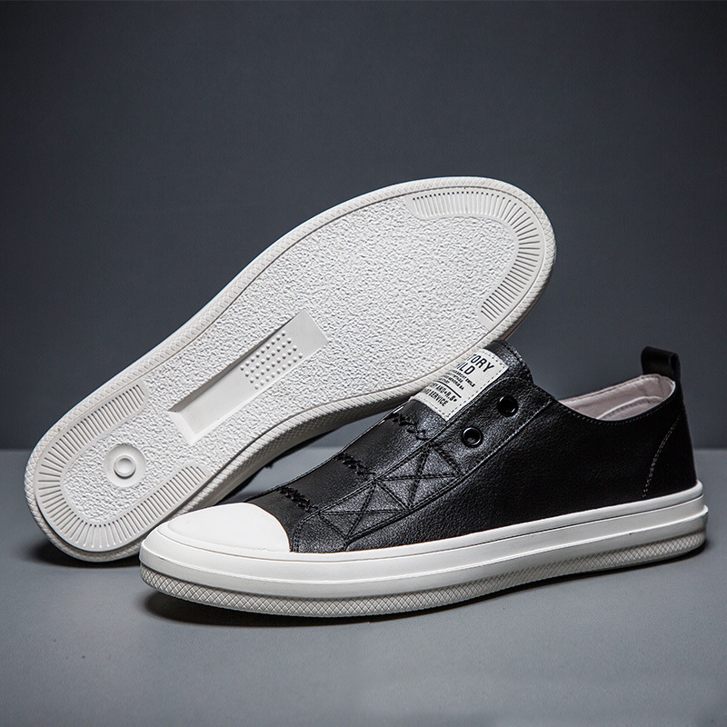 100% 진짜 가죽 블랙 화이트 신발 남성용 캐주얼 신 - Men Shoes Under 100 리뷰 및 가격