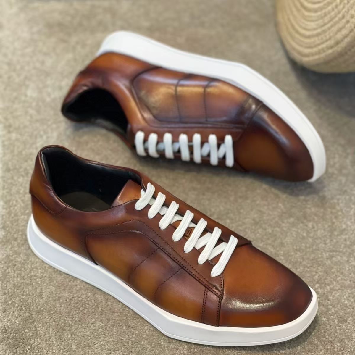 슈퍼 빅 사이즈 천연 소가죽 남성 신발 워킹 스니커즈  - Men Shoes Eu To Us Size 리뷰 및 가격