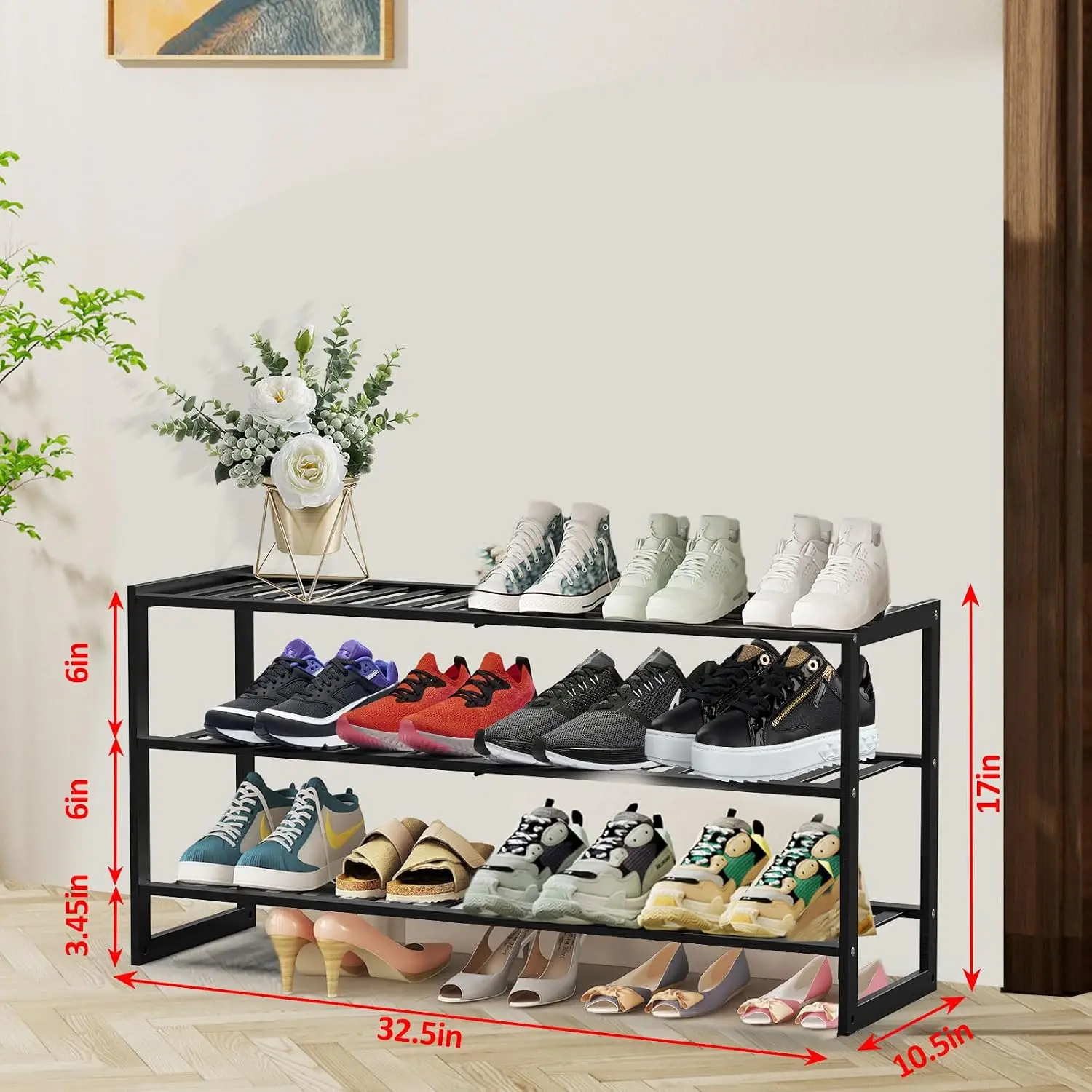 3단 32.5인치 대나무 신발장 (옷장, 현관, 침실, - Men Shoes Rack 리뷰 및 가격