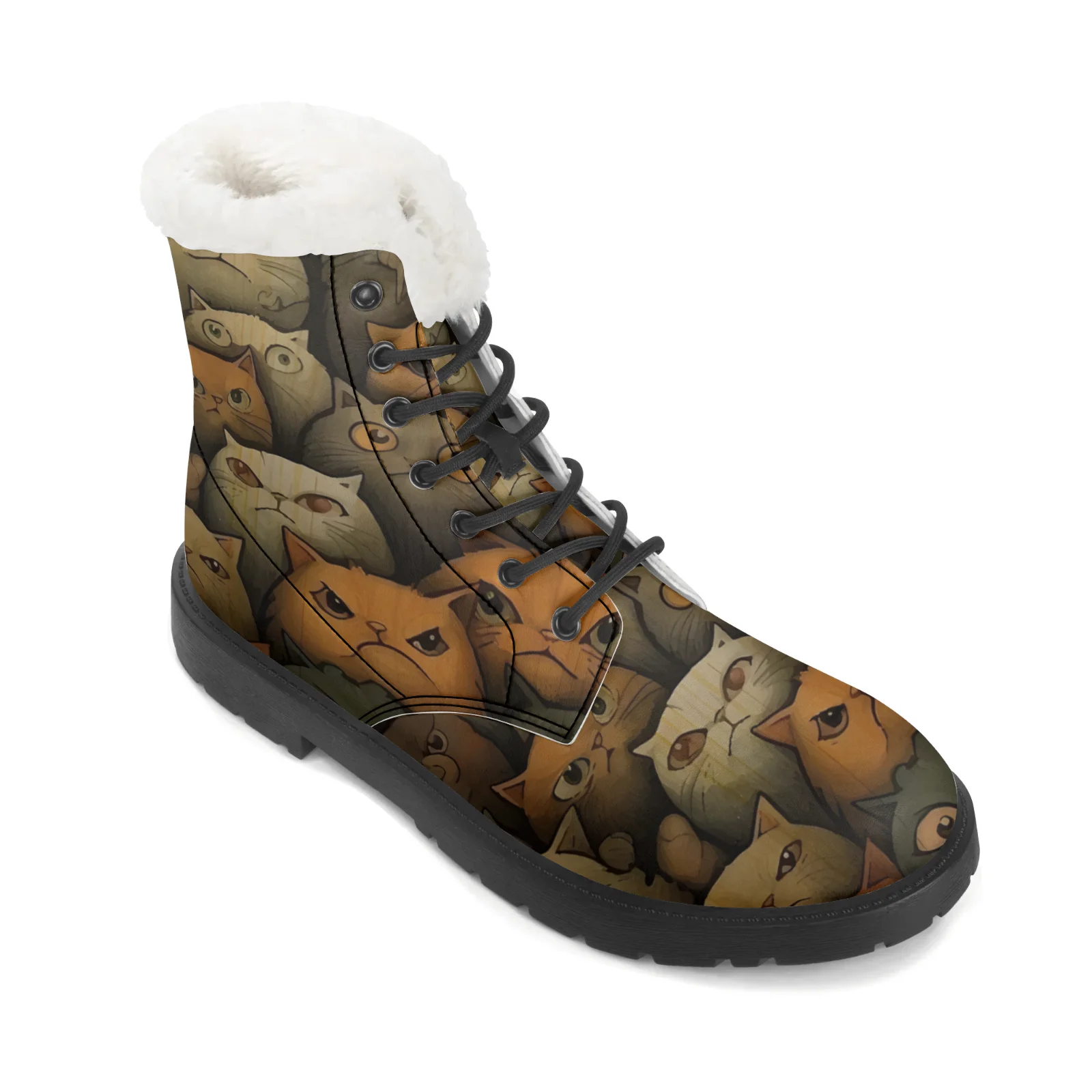 귀여운 고양이 프린트 플러시 스노우 부츠 남녀공용 십대 - Men Shoes Eu To Us Size 리뷰 및 가격